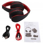 HY-811 Foldable FM Stereo MP3 Player Wired Bluetooth Headset Black Red