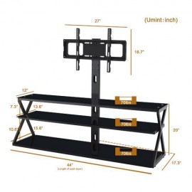 Tempered Glass Universal Media Storage Stand Glass Floor TV Stand with Mount