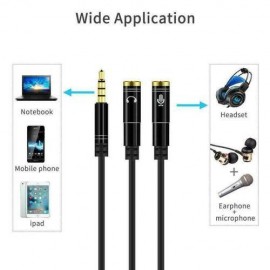 Audio Splitter Kabel Y Adapter Headset 3.5mm Klinke Stecker +2x Buchse Schwarz