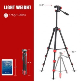 T90 Portable Tripod with Phone Clip and Bluetooth Remote Black + Red