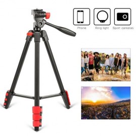 T90 Portable Tripod with Phone Clip and Bluetooth Remote Black + Red
