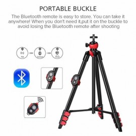 Portable Tripod with Phone Clip and Bluetooth Remote Control Black Red