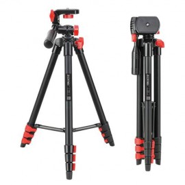 T70 Portable Tripod with Phone Clip and Bluetooth Remote Black Red
