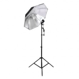 135W Silver Black Umbrellas with Background Stand Non-Woven Fabric Set