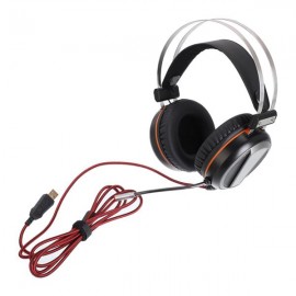 Vamery G601 Virtual 7.1 RGB Colorful Surround Sound Effect USB Gaming Headset with Mic Silver Gray