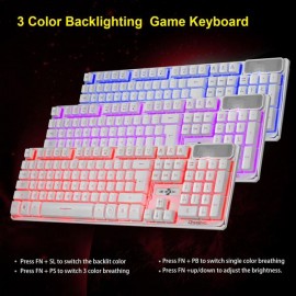 N879 Fantastic Three Colors 107 Keys Wired Backlighting Gaming Keyboard White